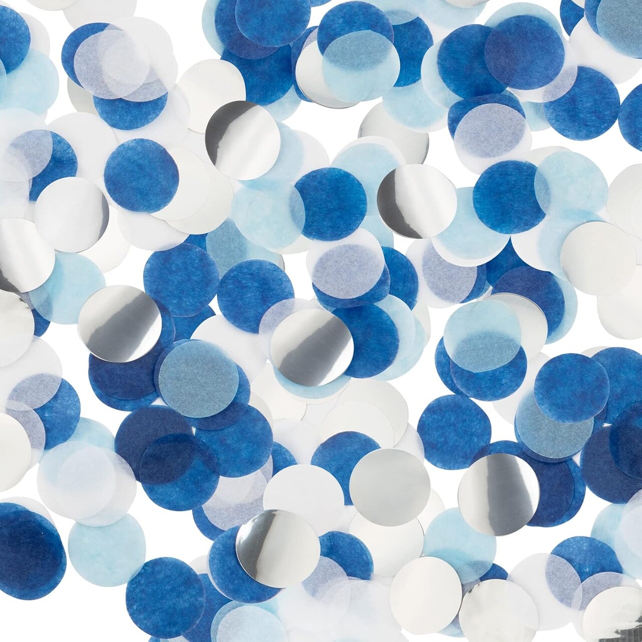 Confetti, Table Confetti, 1.76 Oz Confetti Paper, Diameter 1 inch / 2.5 Cm, Confetti Dots, Table Confetti Circles, Birthday Wedding Confetti, Round Tissue Paper, Blue Silver Confetti